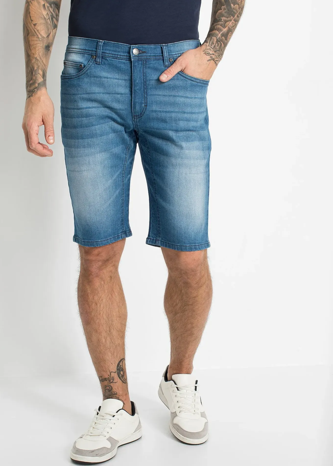 Bermuda en jean extensible avec entrejambe renforcé, regular