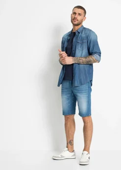 Bermuda en jean extensible avec entrejambe renforcé, regular