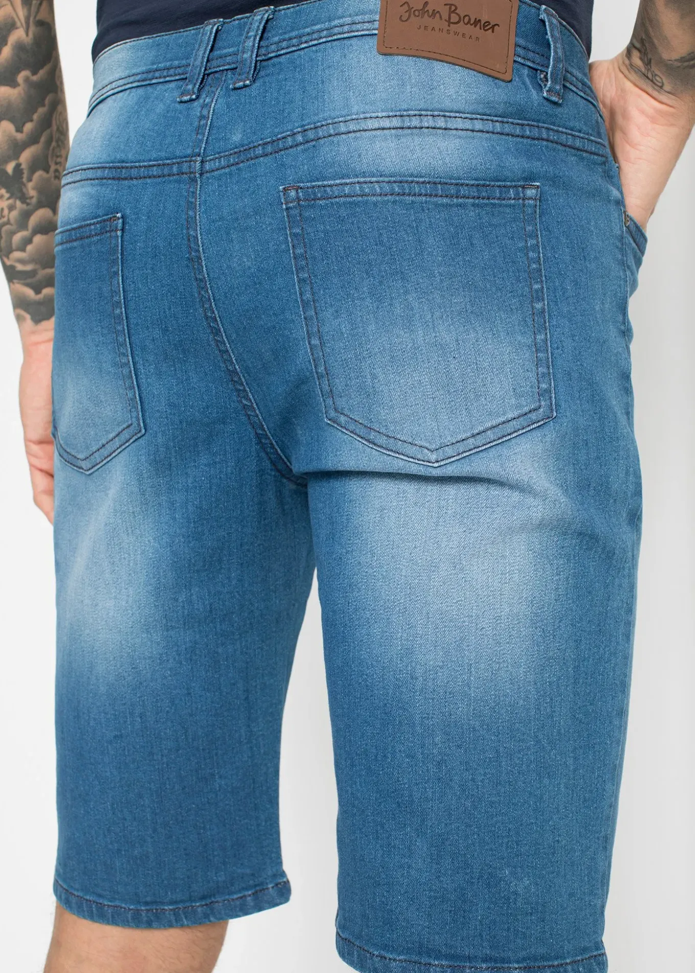 Bermuda en jean extensible avec entrejambe renforcé, regular