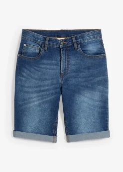 Bermuda en jean extensible à taille réglable, slim
