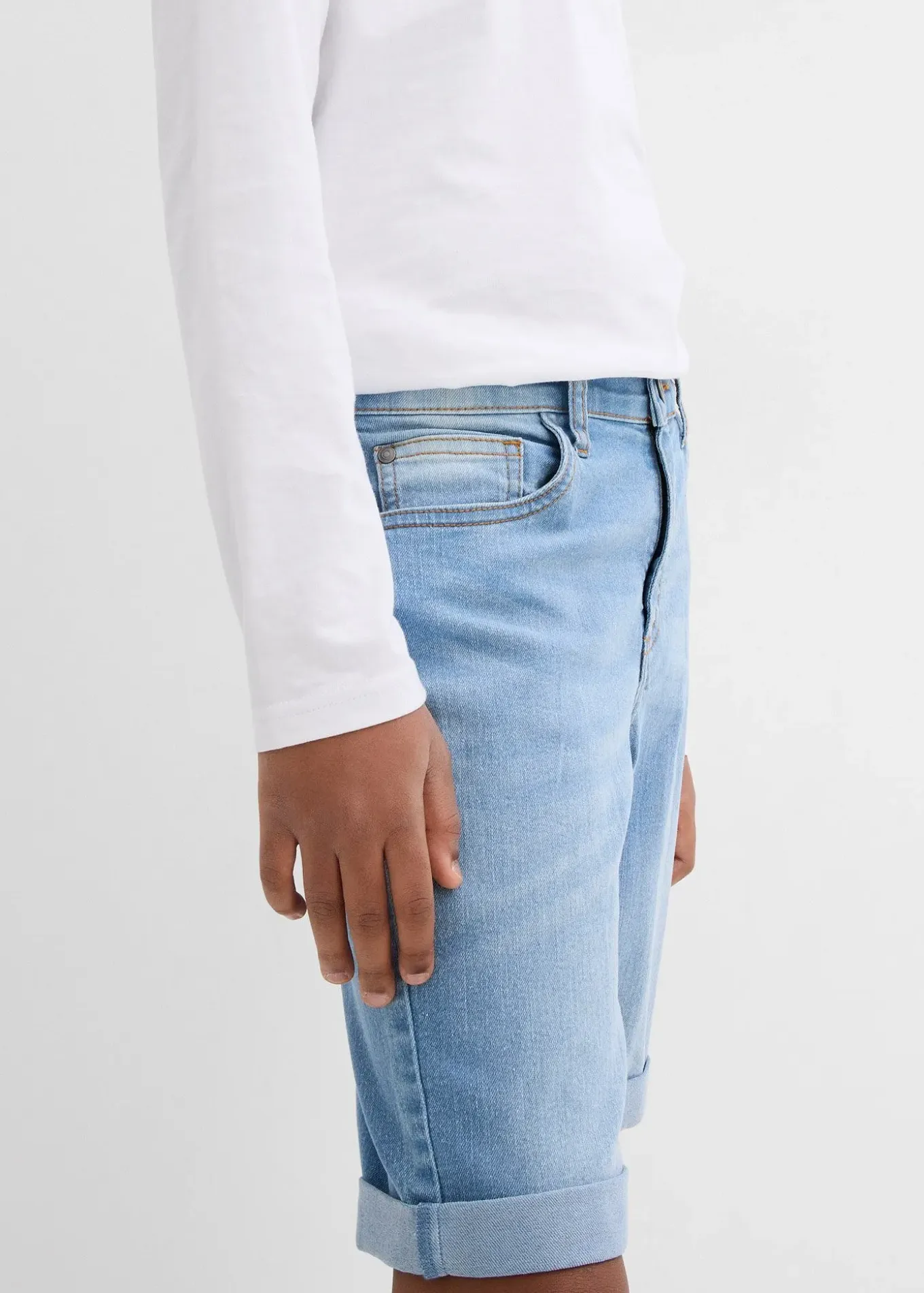Bermuda en jean extensible à taille réglable, slim