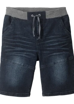 Bermuda en jean extensible à taille élastiquée, Regular