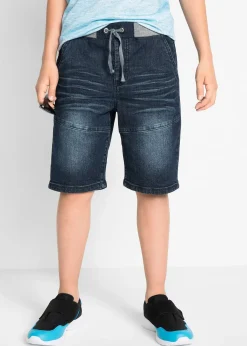 Bermuda en jean extensible à taille élastiquée, Regular