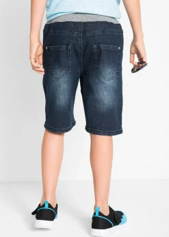 Bermuda en jean extensible à taille élastiquée, Regular
