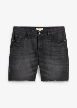 Bermuda en jean extensible à finitions effilochées, loose