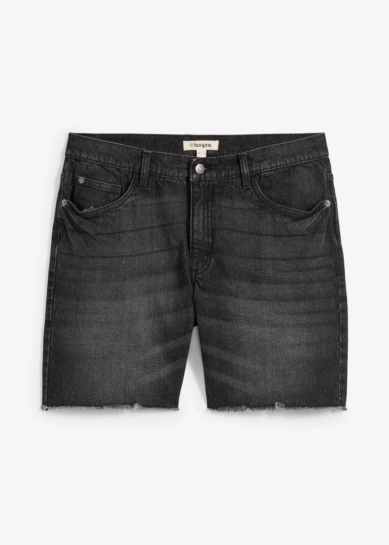 Bermuda en jean extensible à finitions effilochées, loose