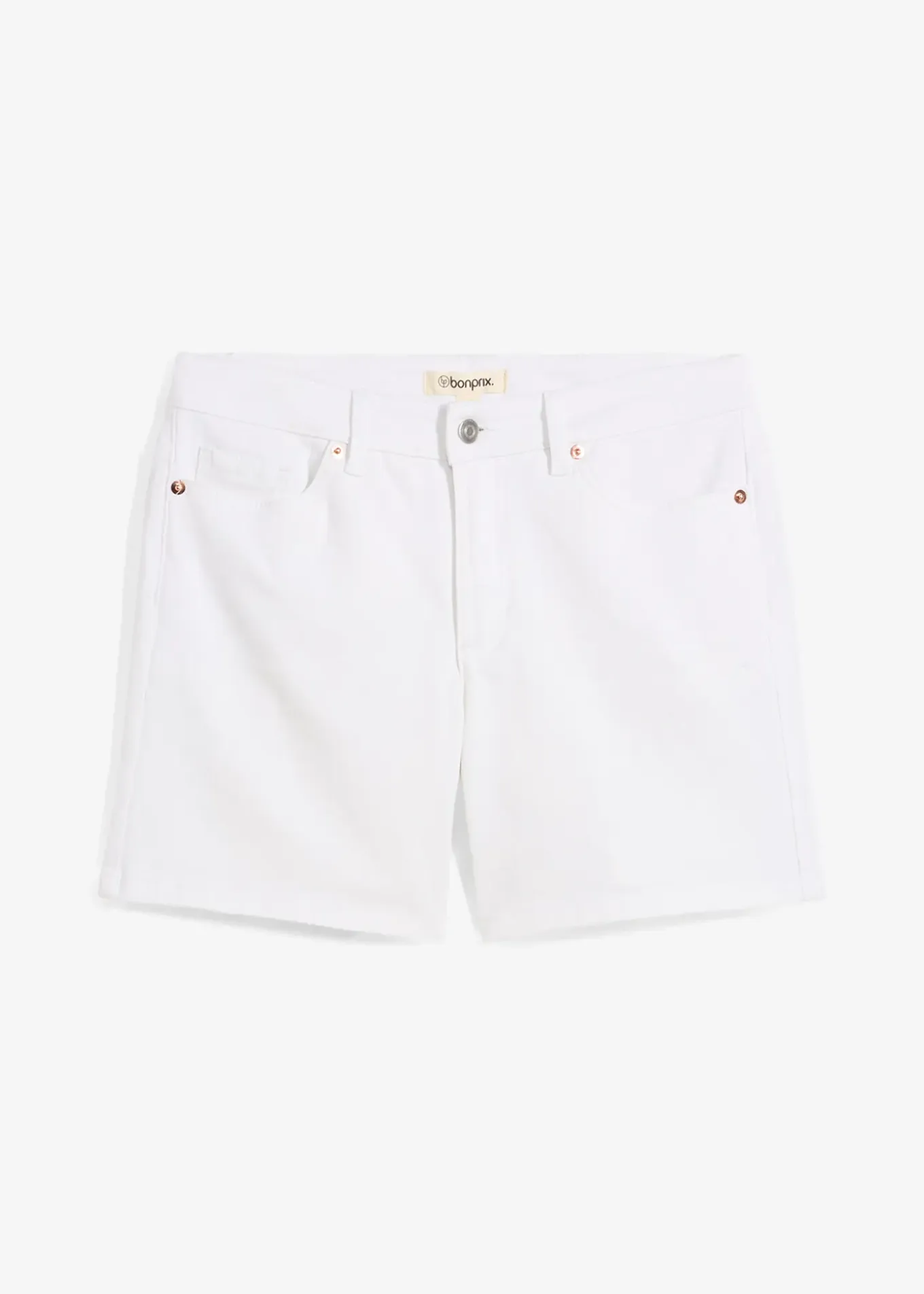 Bermuda en jean taille mi-haute, peu extensible