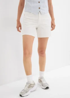 Bermuda en jean taille mi-haute, peu extensible