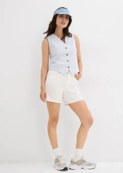 Bermuda en jean taille mi-haute, peu extensible