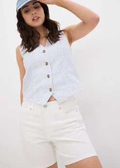 Bermuda en jean taille mi-haute, peu extensible