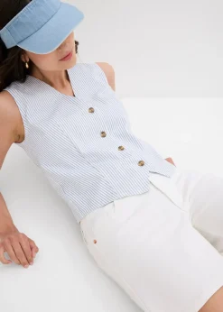 Bermuda en jean taille mi-haute, peu extensible