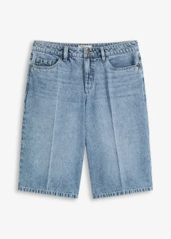Bermuda en jean taille mi-haute, peu extensible