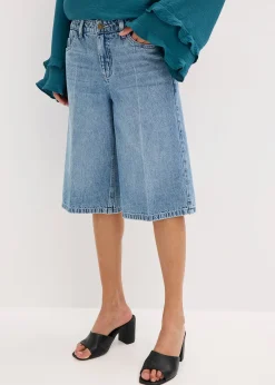 Bermuda en jean taille mi-haute, peu extensible