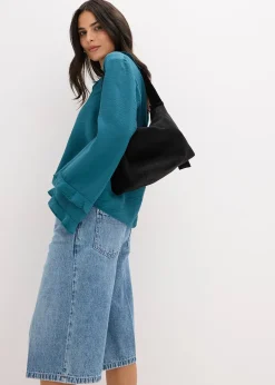 Bermuda en jean taille mi-haute, peu extensible