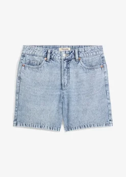 Bermuda en jean taille mi-haute, peu extensible