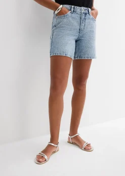 Bermuda en jean taille mi-haute, peu extensible