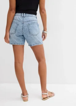 Bermuda en jean taille mi-haute, peu extensible