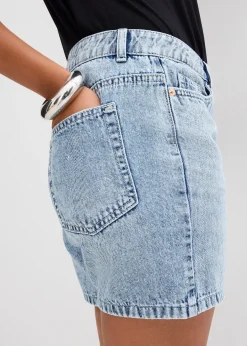 Bermuda en jean taille mi-haute, peu extensible