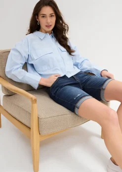 Bermuda en jean, taille mi-haute