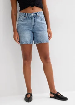 Bermuda en jean taille mi-haute, peu extensible