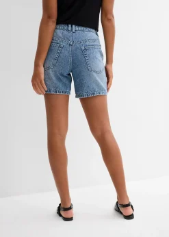 Bermuda en jean taille mi-haute, peu extensible