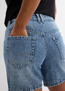 Bermuda en jean taille mi-haute, peu extensible