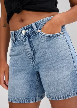 Bermuda en jean taille mi-haute, peu extensible