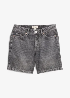 Bermuda en jean taille mi-haute, peu extensible