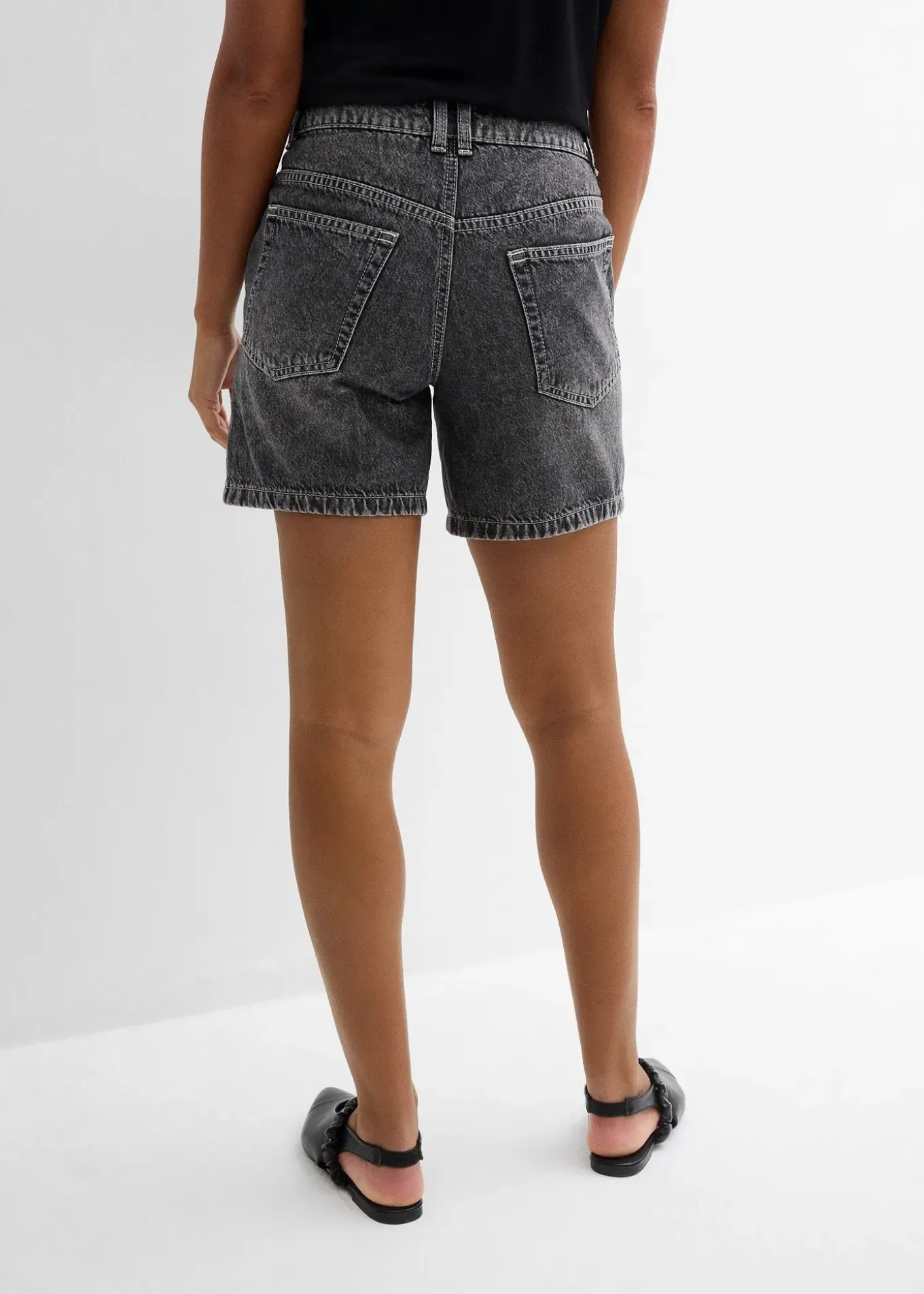 Bermuda en jean taille mi-haute, peu extensible