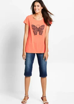 Bermuda en jean, taille mi-haute élastiquée