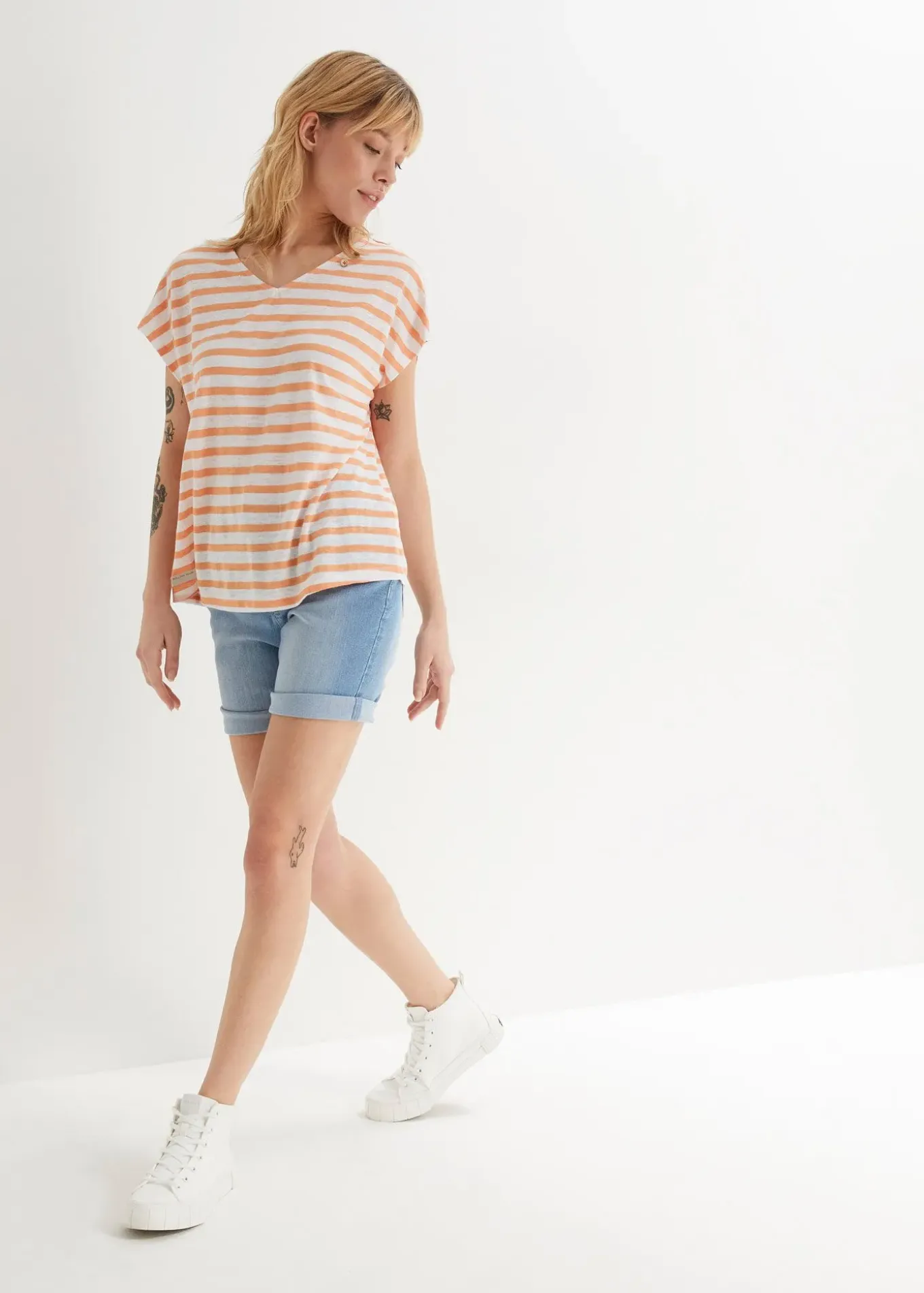 Bermuda en jean, taille mi-haute