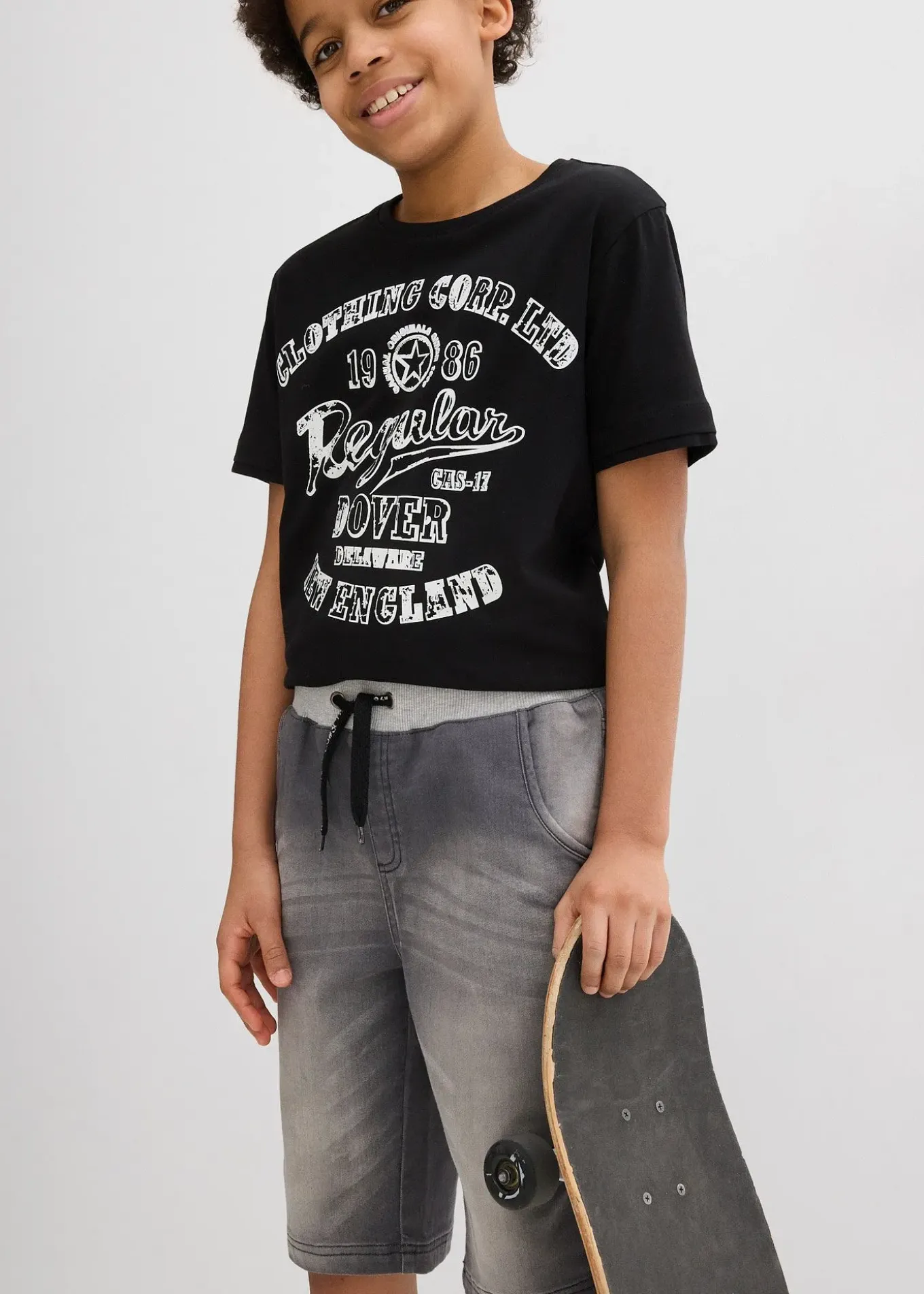 Bermuda en molleton aspect jean, Regular