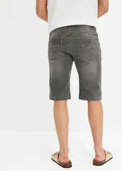 Bermuda en sweat effet jean, coupe ventre confort, regular