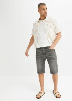 Bermuda en sweat effet jean, coupe ventre confort, regular