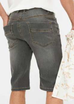 Bermuda en sweat effet jean, coupe ventre confort, regular