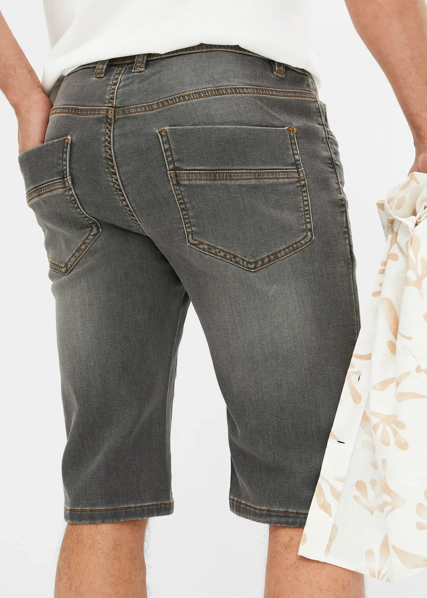 Bermuda en sweat effet jean, coupe ventre confort, regular