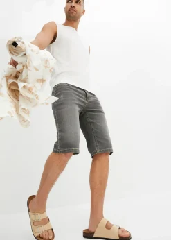 Bermuda en sweat effet jean, coupe ventre confort, regular