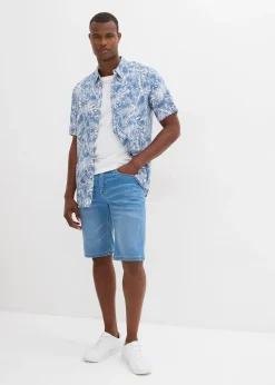 Bermuda en sweat effet jean, coupe ventre confort, regular