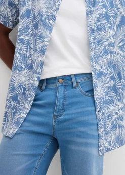 Bermuda en sweat effet jean, coupe ventre confort, regular