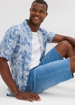 Bermuda en sweat effet jean, coupe ventre confort, regular