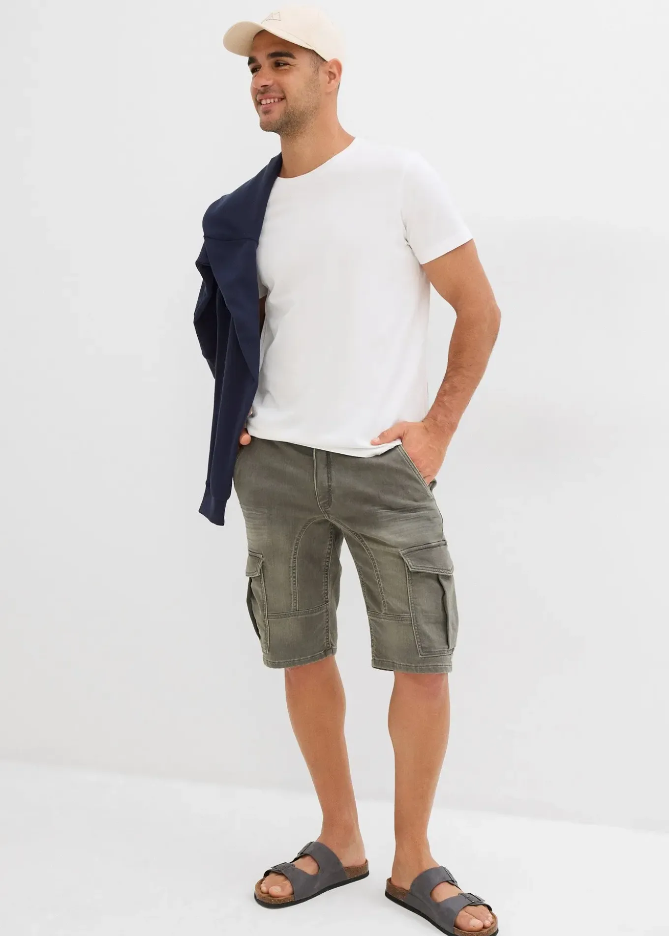 Bermuda en sweat effet jean, regular