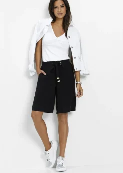 Bermuda en viscose avec ceinture à nouer