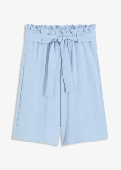 Bermuda fluide en viscose mélangée, taille élastiquée