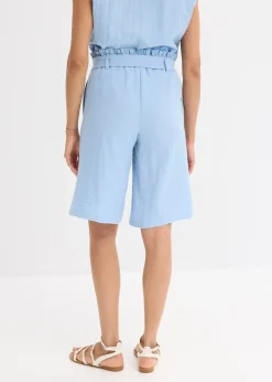 Bermuda fluide en viscose mélangée, taille élastiquée