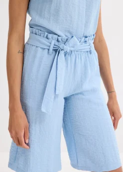 Bermuda fluide en viscose mélangée, taille élastiquée