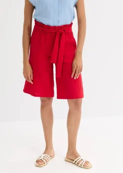 Bermuda fluide en viscose mélangée, taille élastiquée