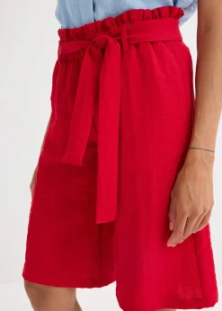 Bermuda fluide en viscose mélangée, taille élastiquée