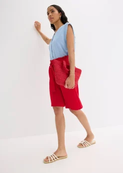 Bermuda fluide en viscose mélangée, taille élastiquée