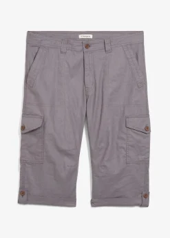 Bermuda long cargo en lin mélangé, regular