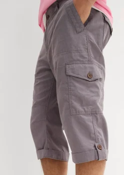 Bermuda long cargo en lin mélangé, regular